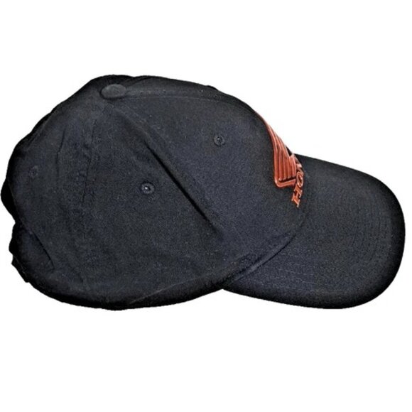 Black Honda Racing Official License Hat Wing Logo Cap Adjustable Strap Unisex - Picture 3 of 8